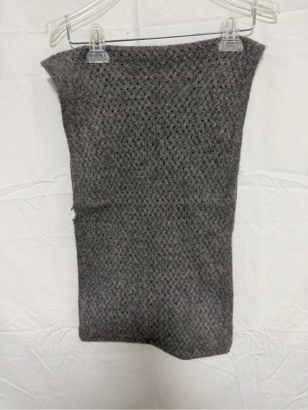 Soft Gray 100% Cashmere Knit Infinity Scarf